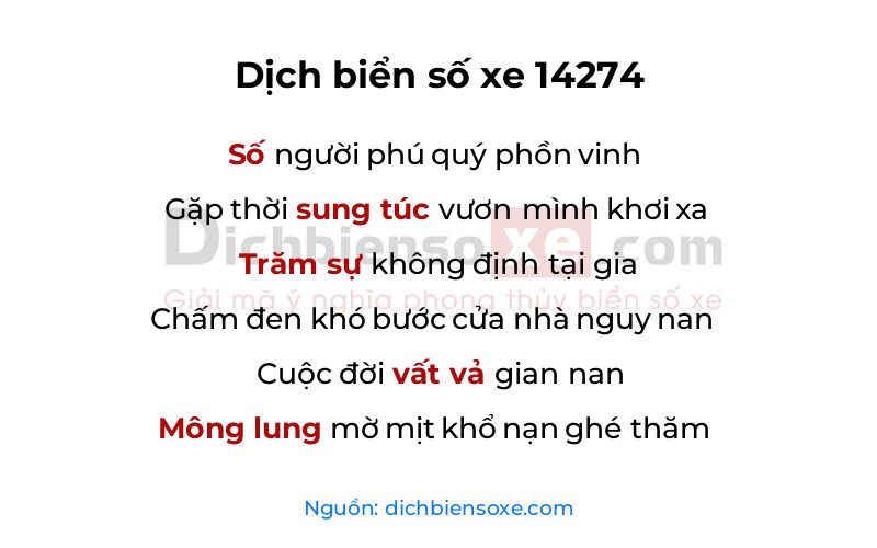 Dịch thơ biển số 14274