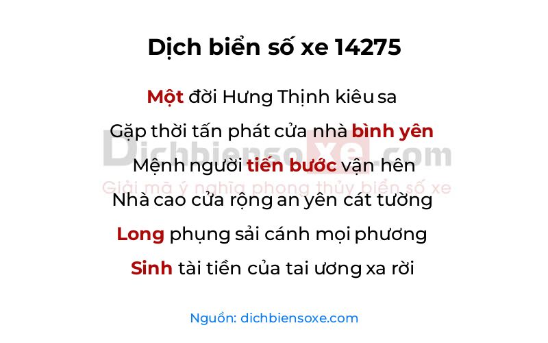 Dịch thơ biển số 14275
