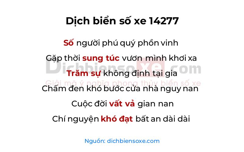 Dịch thơ biển số 14277