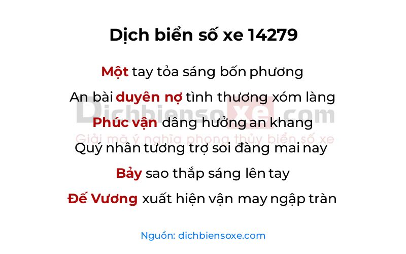 Dịch thơ biển số 14279