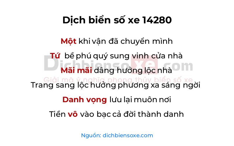 Dịch thơ biển số 14280