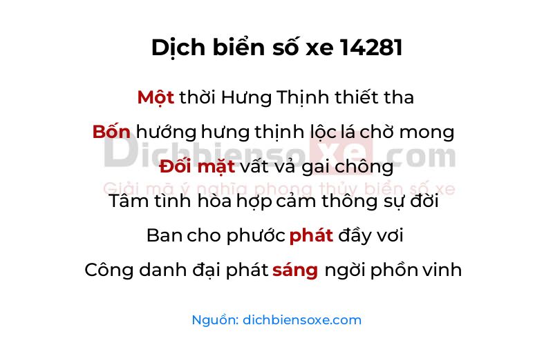 Dịch thơ biển số 14281