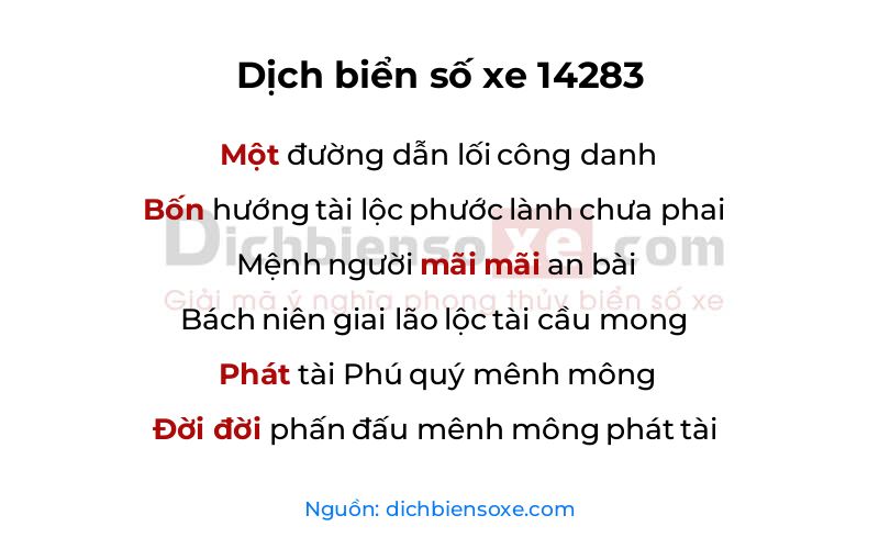 Dịch thơ biển số 14283