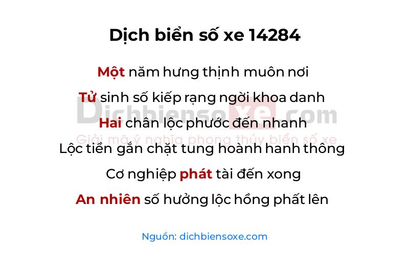Dịch thơ biển số 14284