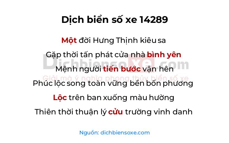 Dịch thơ biển số 14289