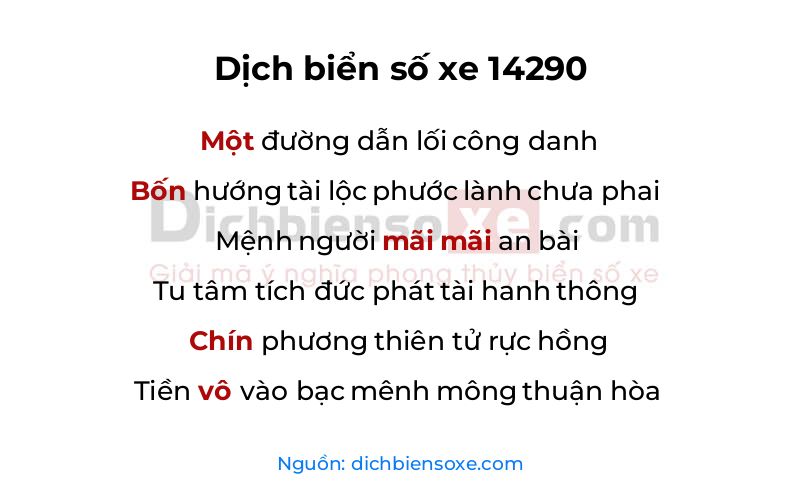 Dịch thơ biển số 14290