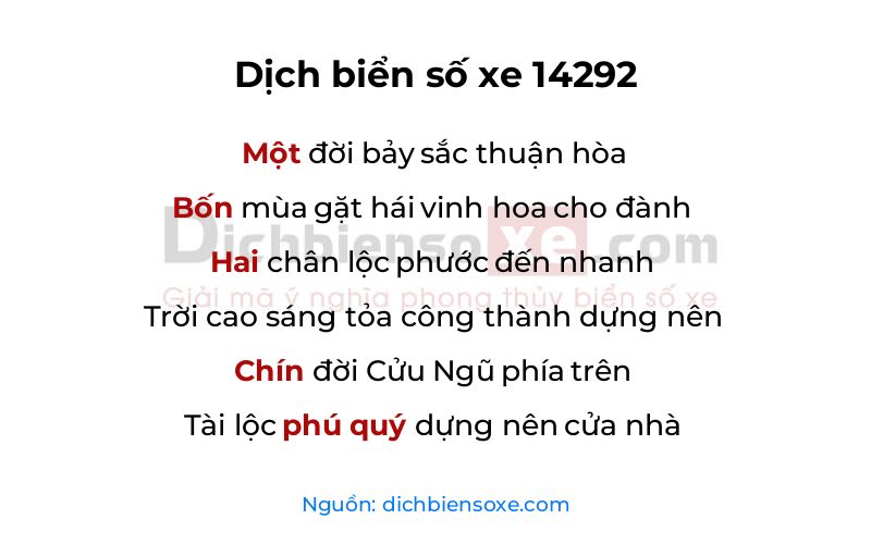 Dịch thơ biển số 14292