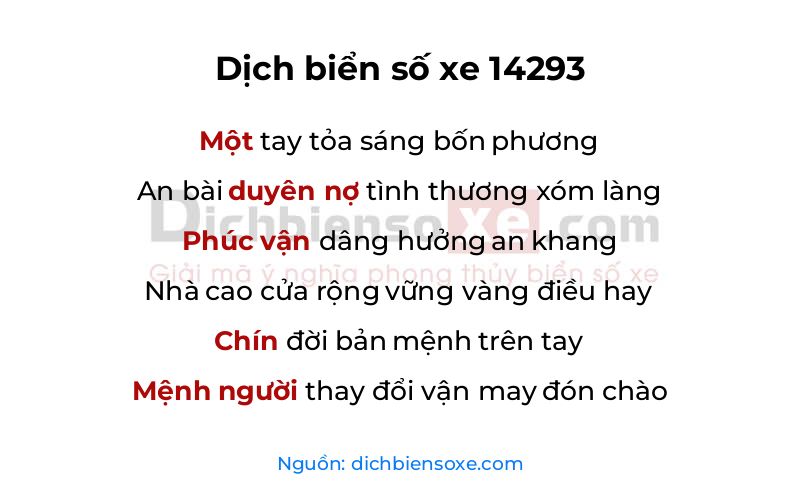 Dịch thơ biển số 14293