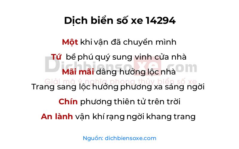 Dịch thơ biển số 14294
