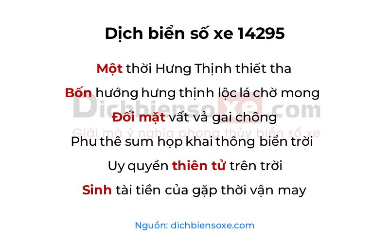 Dịch thơ biển số 14295