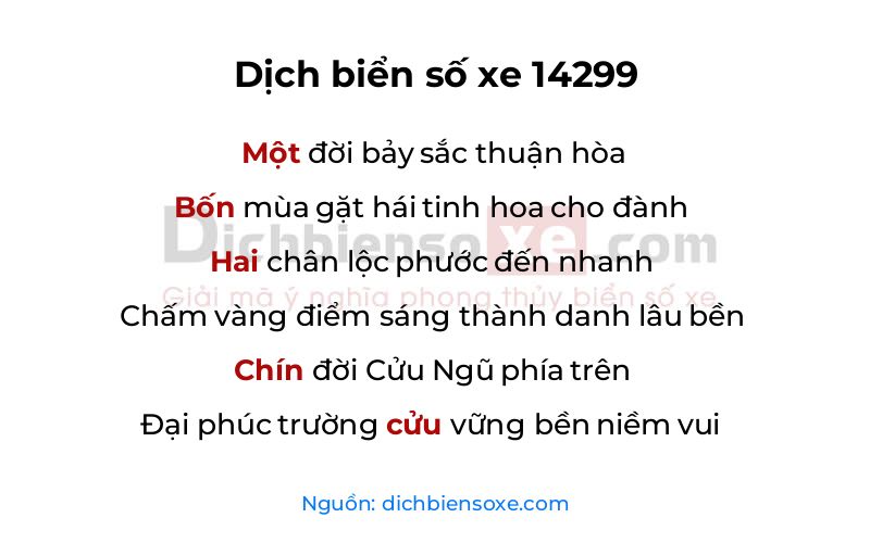 Dịch thơ biển số 14299