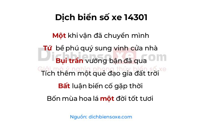 Dịch thơ biển số 14301
