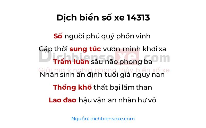 Dịch thơ biển số 14313