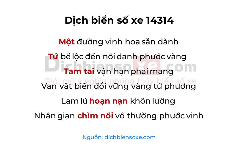 Dịch thơ biển số 14314