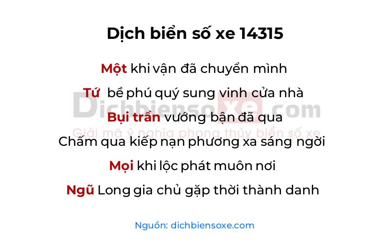 Dịch thơ biển số 14315