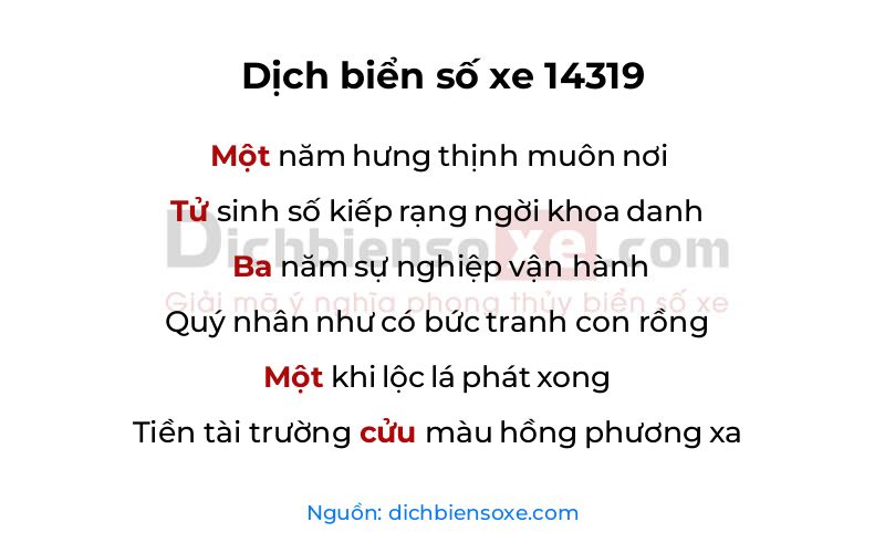Dịch thơ biển số 14319