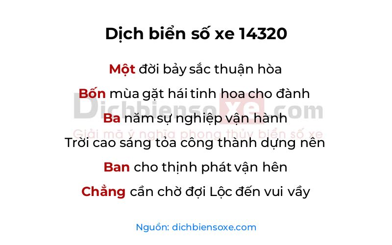 Dịch thơ biển số 14320