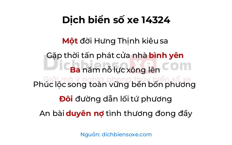 Dịch thơ biển số 14324