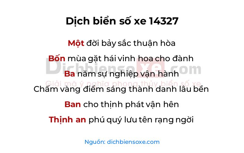 Dịch thơ biển số 14327