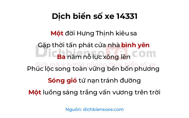 Dịch thơ biển số 14331