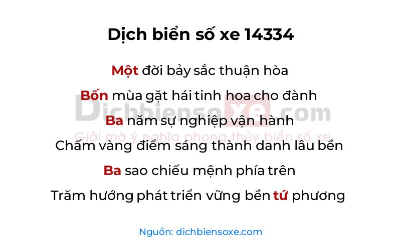 Dịch thơ biển số 14334