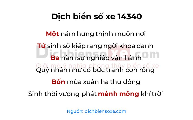 Dịch thơ biển số 14340