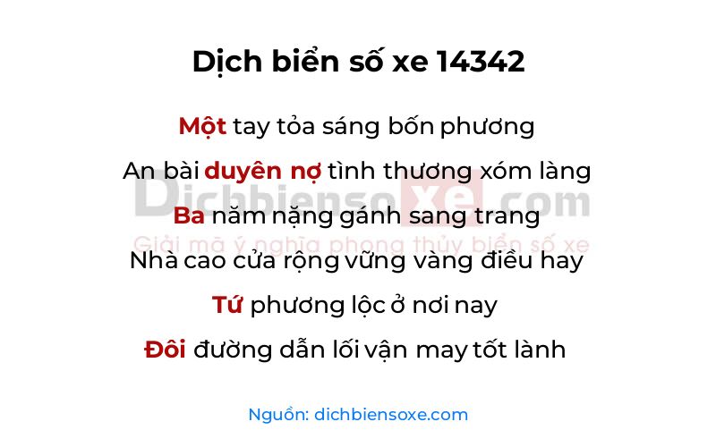 Dịch thơ biển số 14342