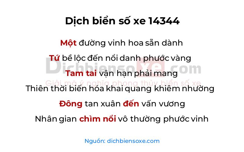 Dịch thơ biển số 14344