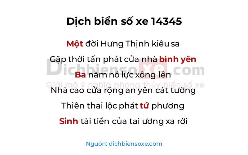 Dịch thơ biển số 14345