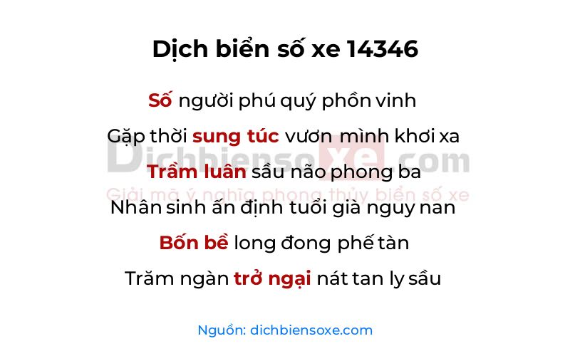 Dịch thơ biển số 14346