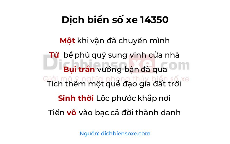 Dịch thơ biển số 14350