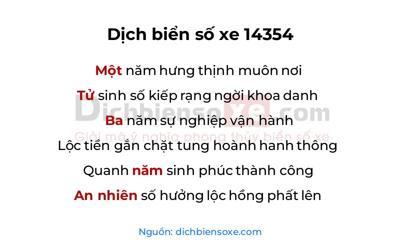 Dịch thơ biển số 14354