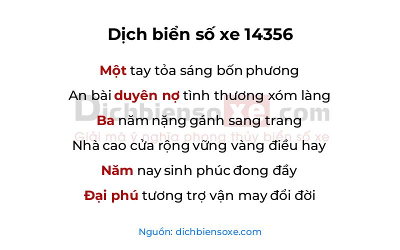 Dịch thơ biển số 14356