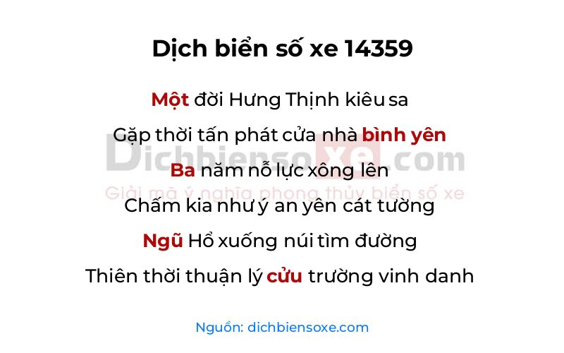 Dịch thơ biển số 14359