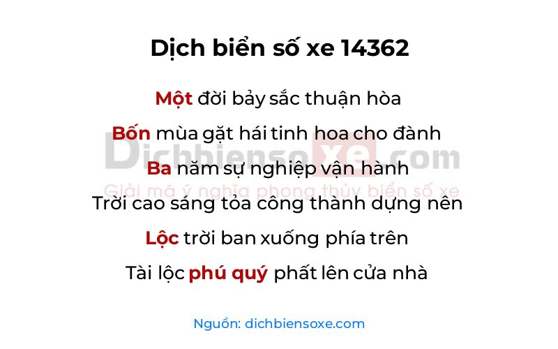 Dịch thơ biển số 14362
