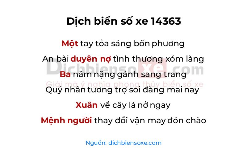 Dịch thơ biển số 14363