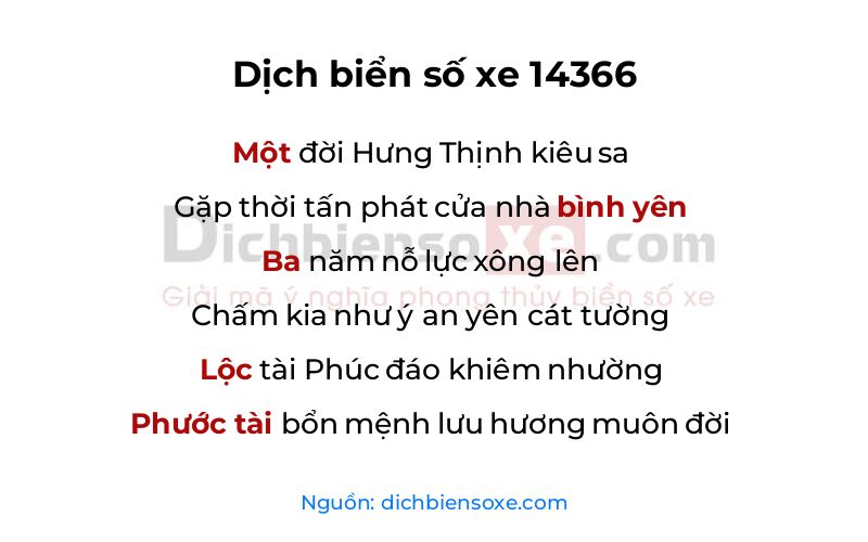 Dịch thơ biển số 14366