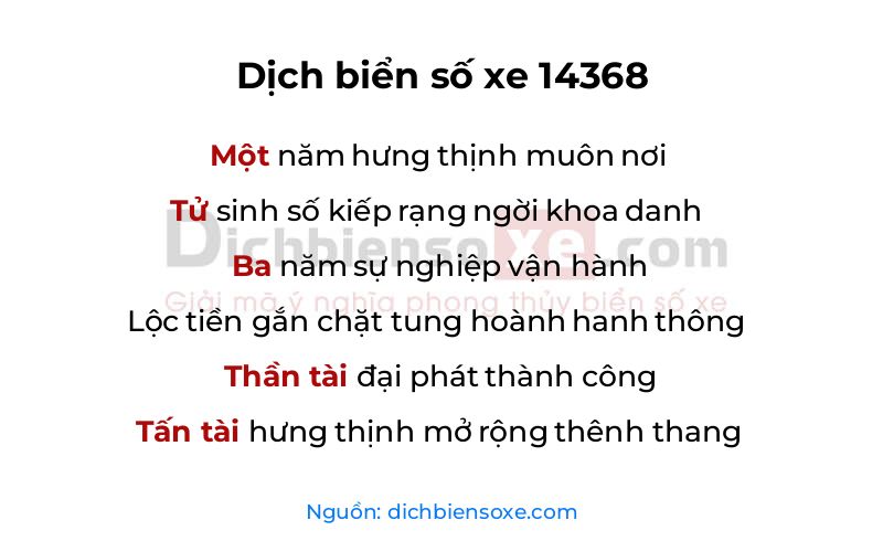 Dịch thơ biển số 14368