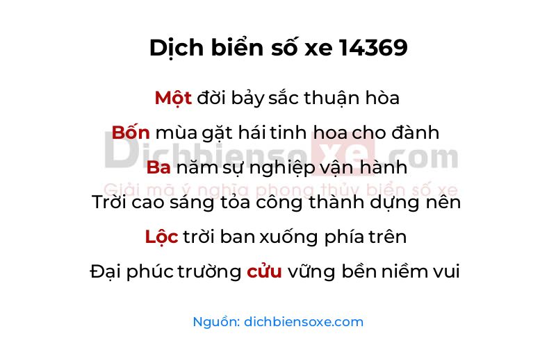 Dịch thơ biển số 14369