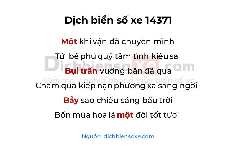 Dịch thơ biển số 14371