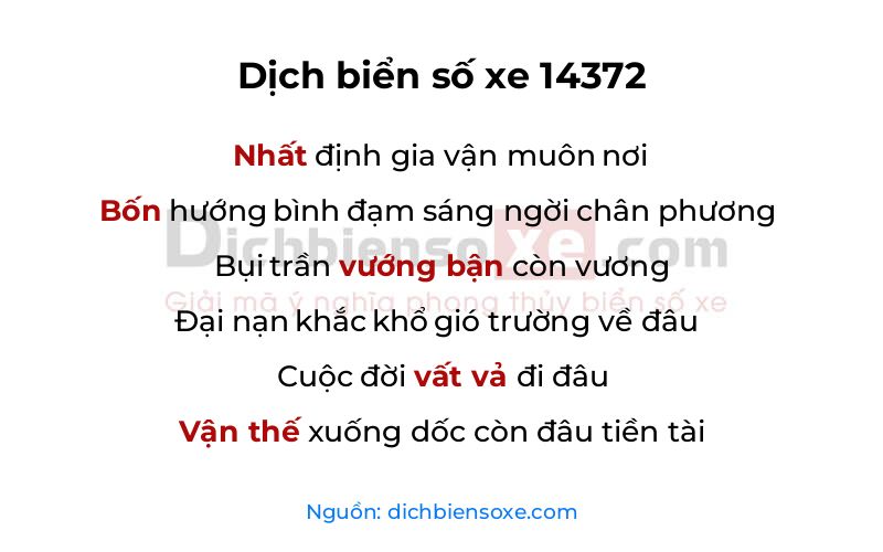 Dịch thơ biển số 14372