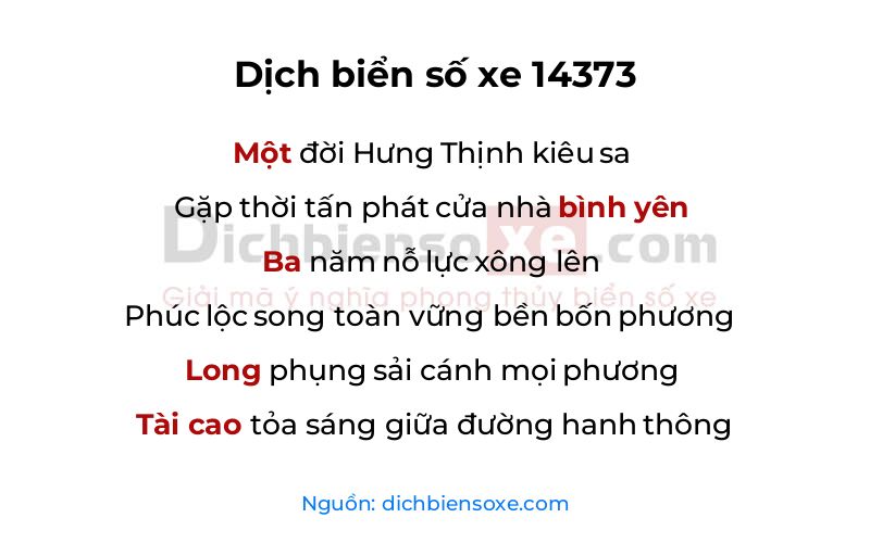 Dịch thơ biển số 14373