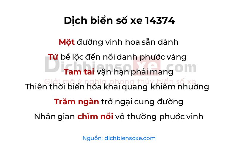 Dịch thơ biển số 14374