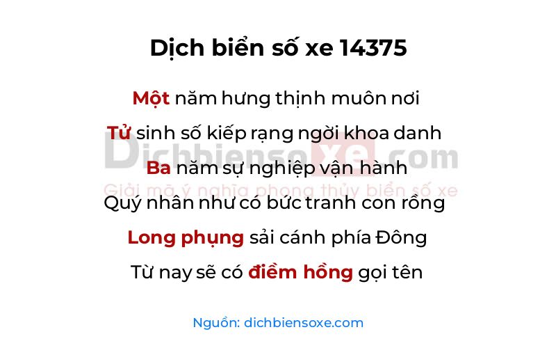 Dịch thơ biển số 14375