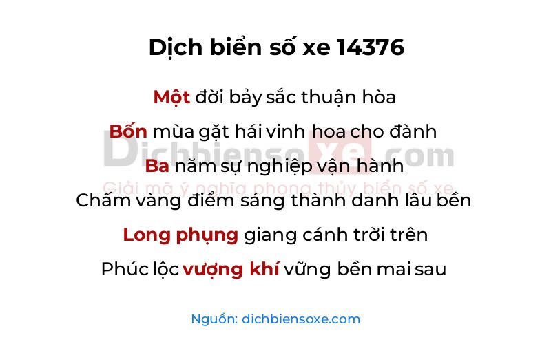 Dịch thơ biển số 14376