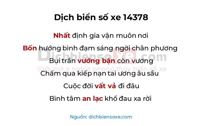 Dịch thơ biển số 14378