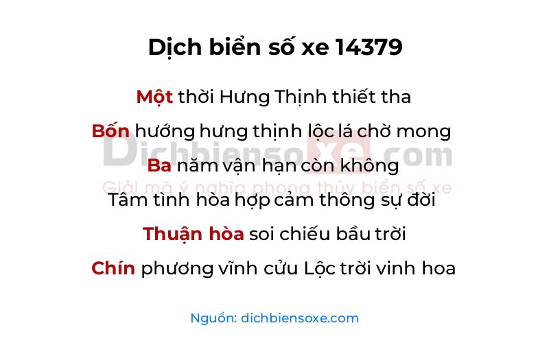 Dịch thơ biển số 14379