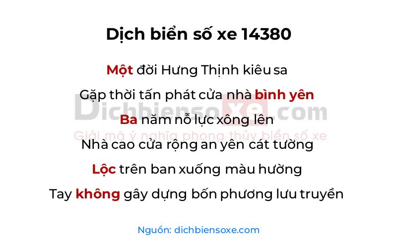 Dịch thơ biển số 14380