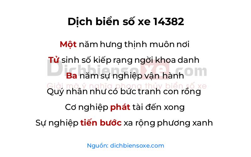 Dịch thơ biển số 14382