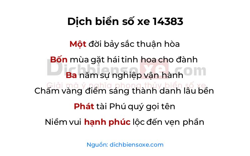 Dịch thơ biển số 14383
